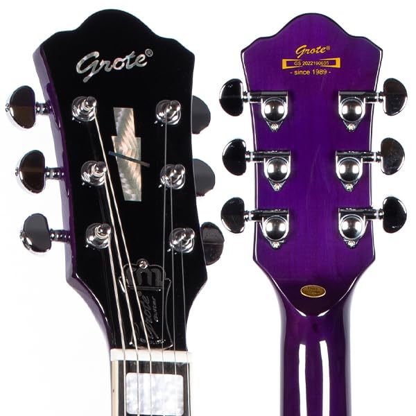 GROTE Jazz Electric Guitar Semi-Hollow Body with Gig Bag, Black Y60488