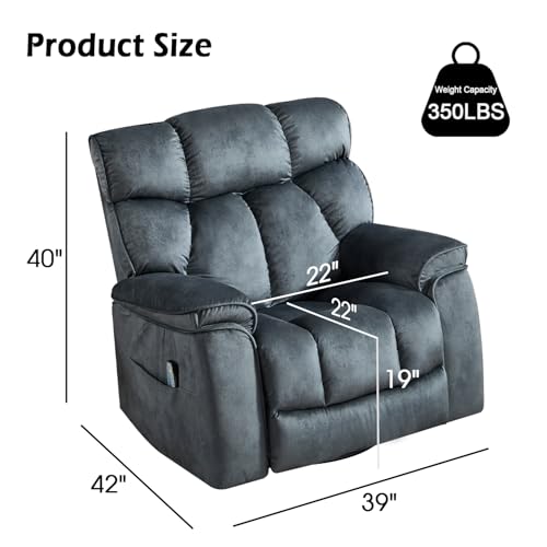 INZOY Massage Swivel Rocker Recliner with Heat and Vibration, Brown G989