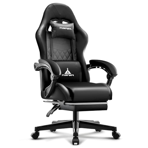 Ergonomic Gaming Chair with Massage, Footrest and Lumbar Support, Black U920785