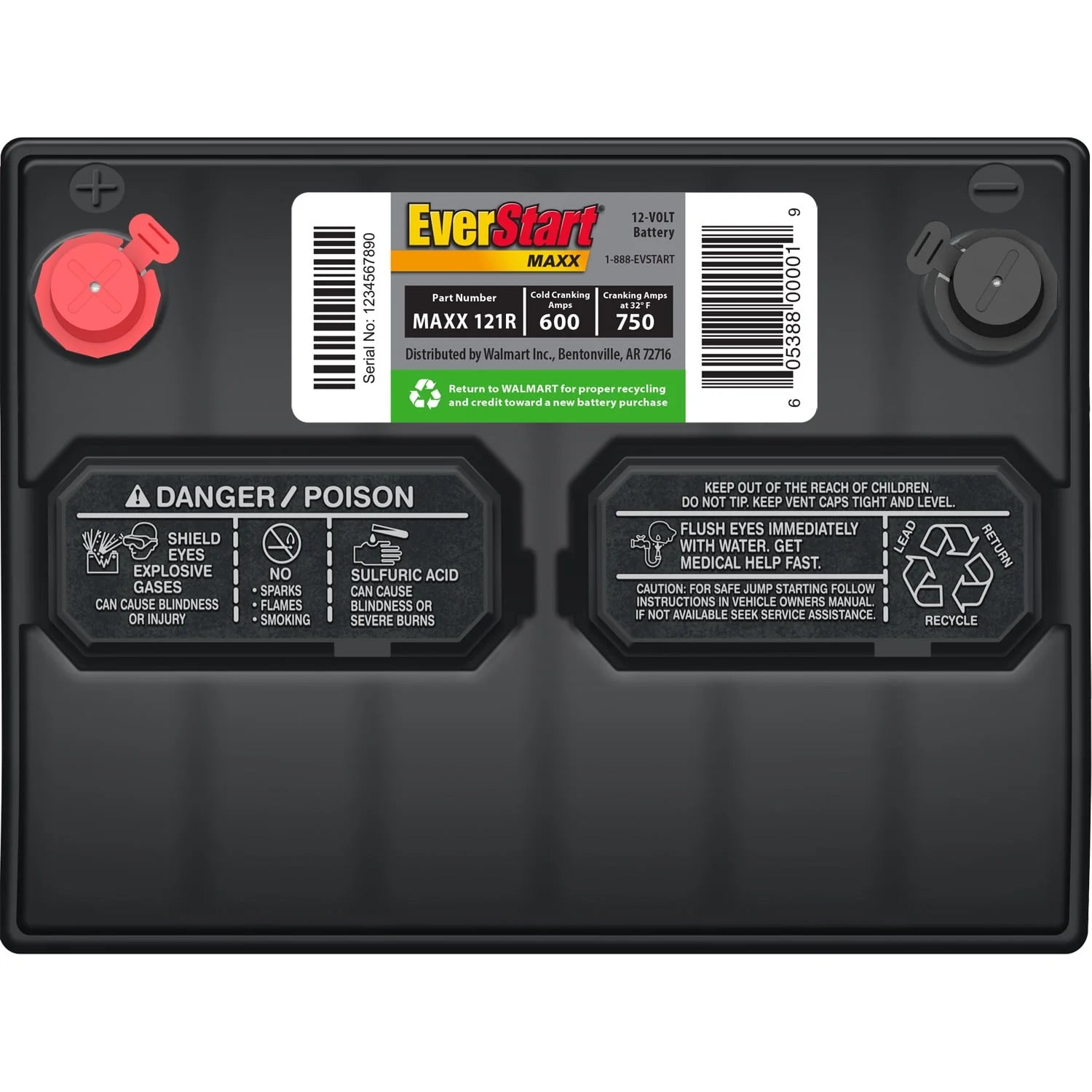 EverStart Maxx Lead Acid Automotive Battery Group 121R 12V 600 CCA G402