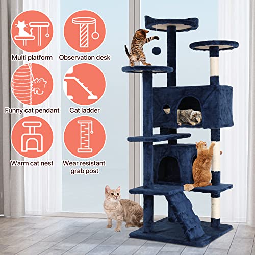 ASHY 54in Cat Tree with Scratching Post for Indoor Cats I993