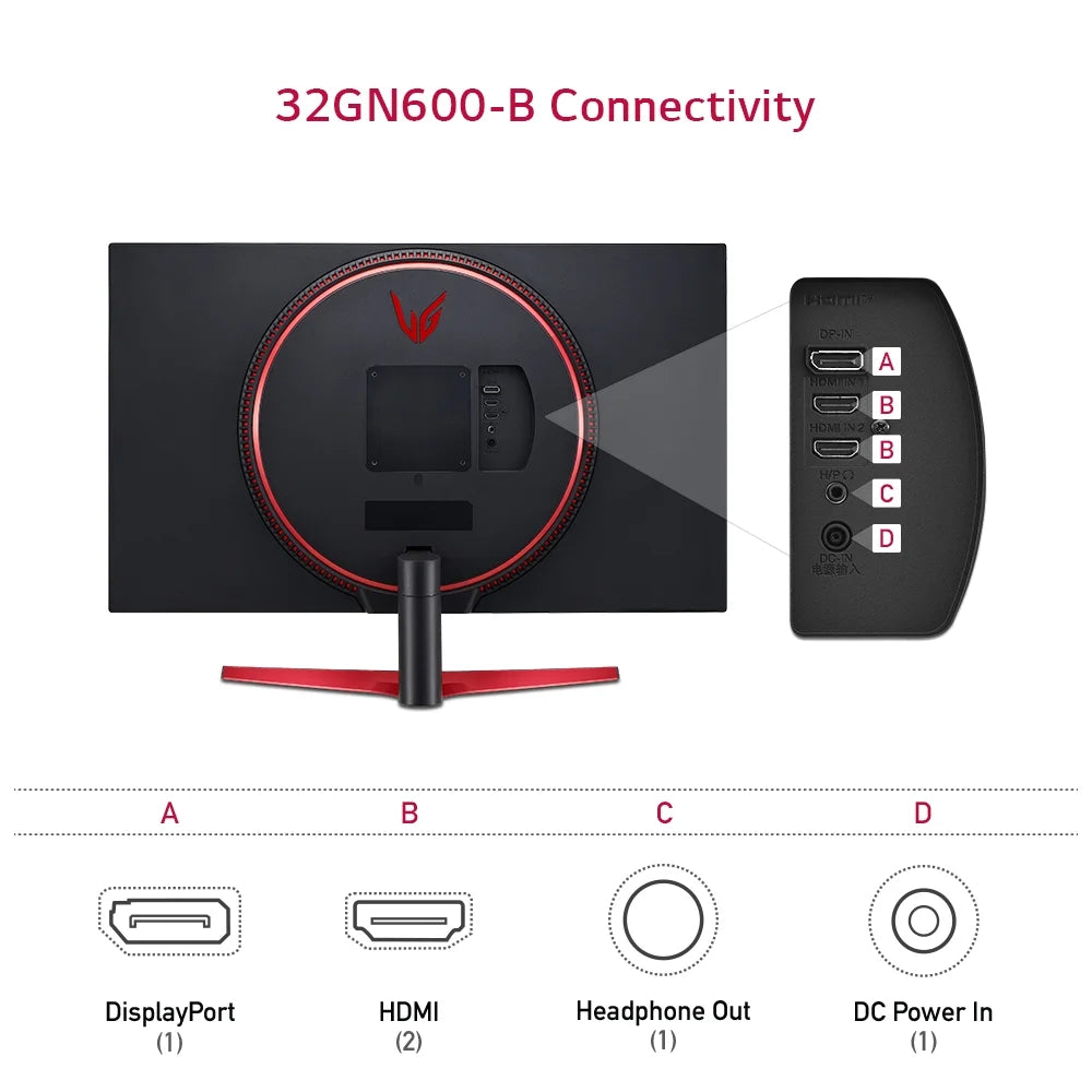LG 32 Ultra-Gear QHD Gaming Monitor 165Hz 1ms Black T1563