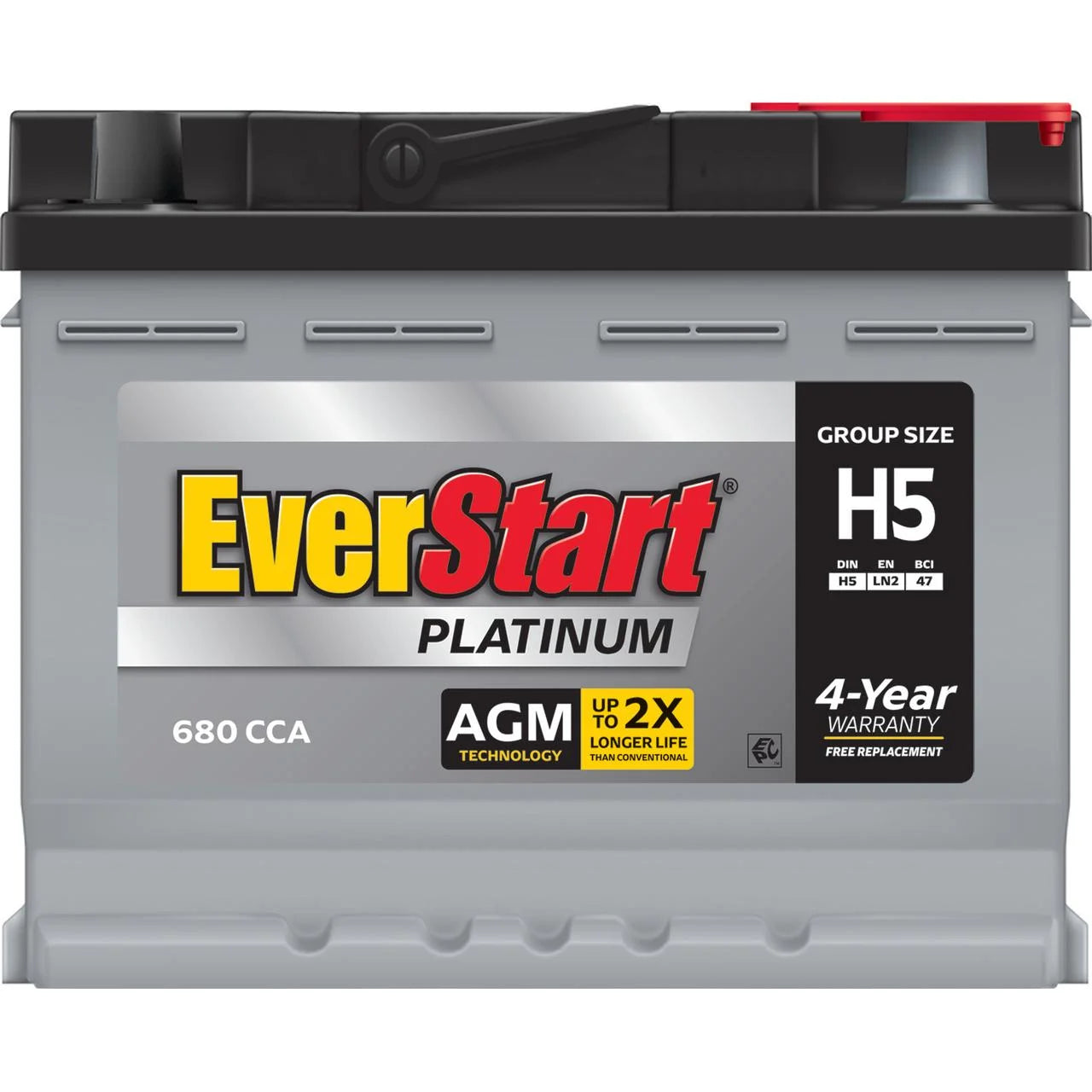 EverStart Platinum AGM Automotive Battery, Group Size H5 / LN2 / 47, 680 CCA F883