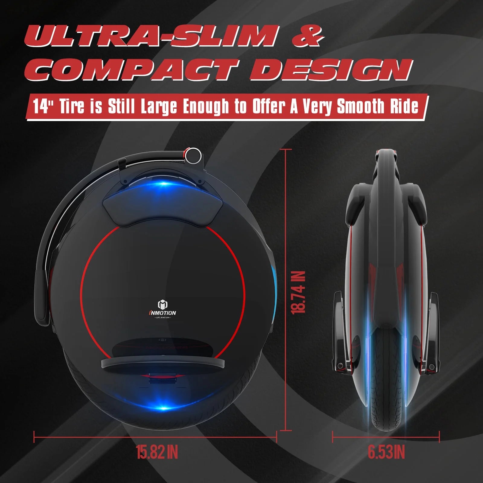 INMOTION V5F Electric Unicycle for Beginners, 14in Self-Balancing One Wheel J457702