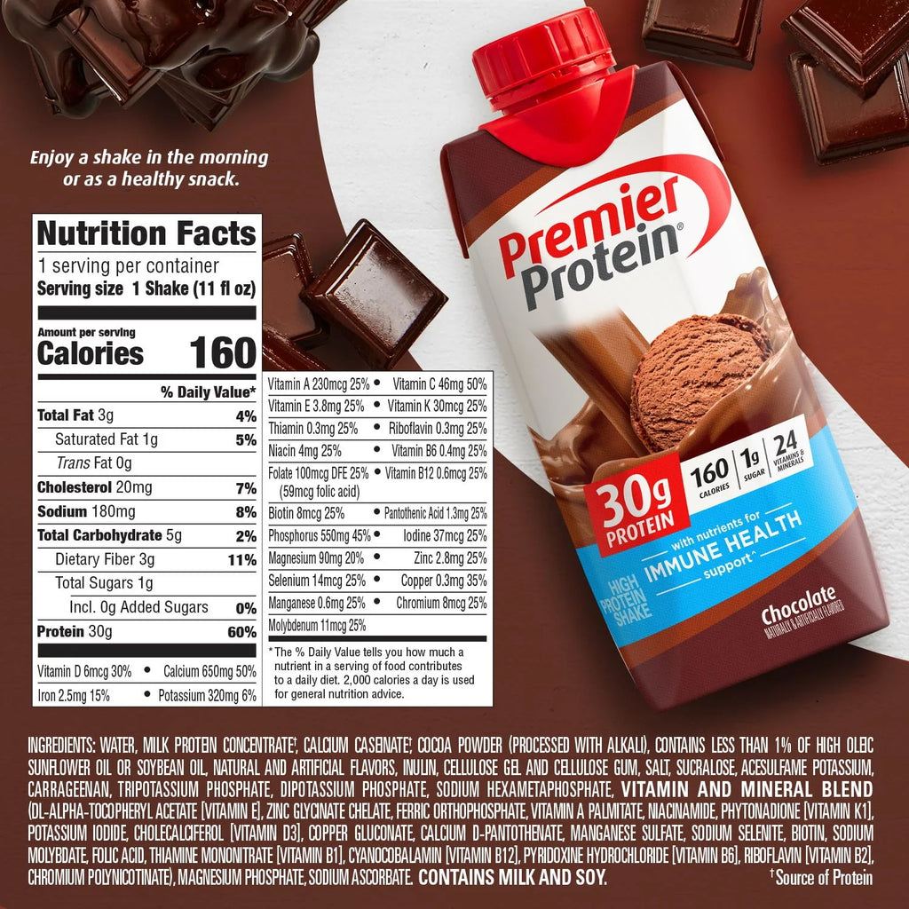 Premier Protein Shake, Café Latte, 30g Protein, 11 fl oz, 12 Ct P131720