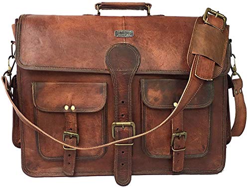 Vintage Leather Messenger Bag for Men with 18 Inch Laptop Compartment I17180