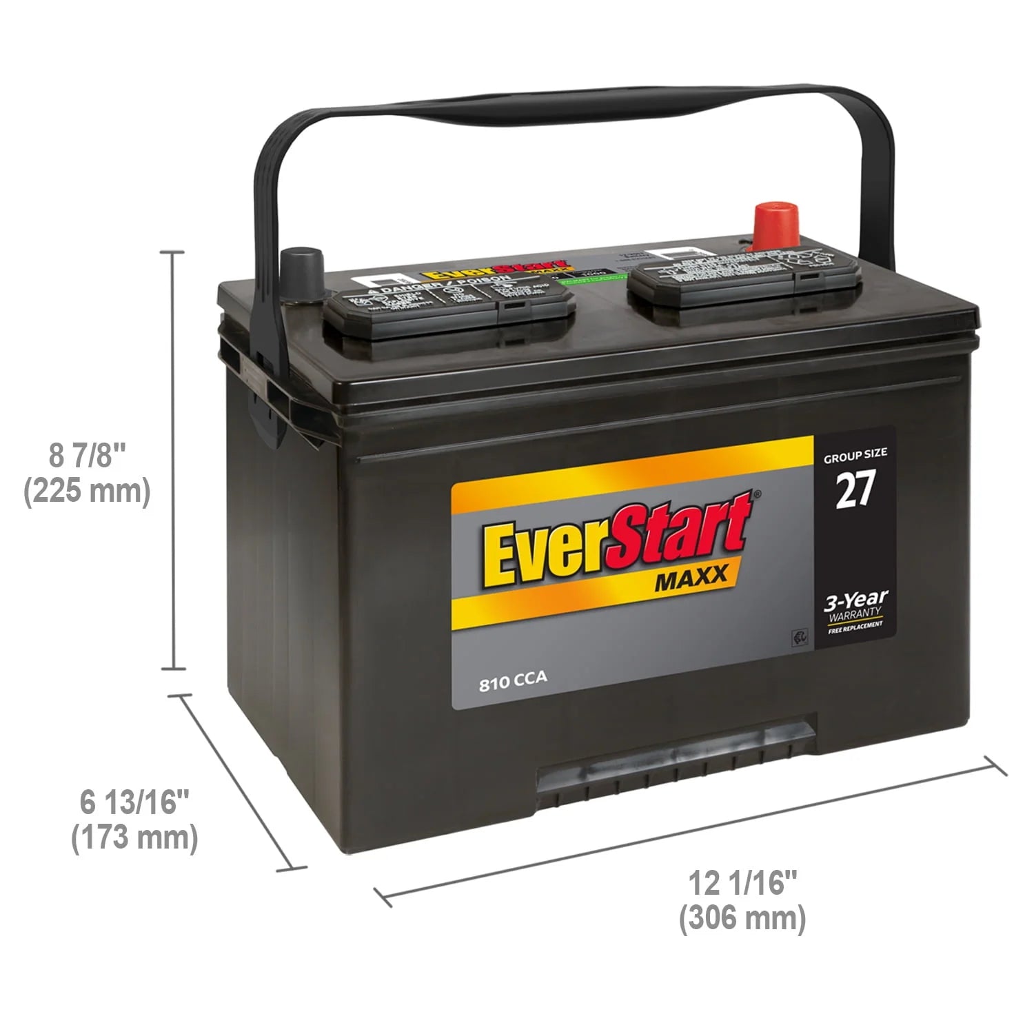 EverStart Maxx Lead Acid Automotive Battery Group Size 27 12V 830 CCA U3218