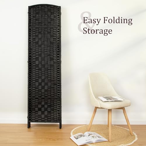 Rose Home Fashion 6 ft Tall Room Divider 4 Panel Folding Privacy Screen, Dark Coffee C8634