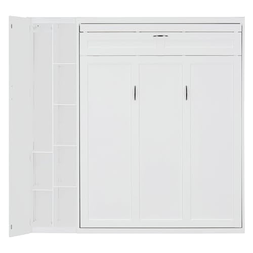 Harper & Bright Designs Queen Murphy Bed with Storage Shelves and LED Lights, Gray D9429