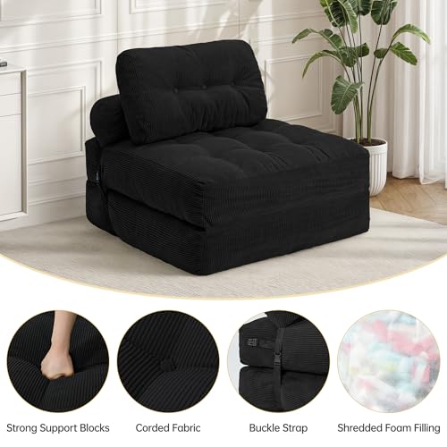 Folding Sofa Bed Convertible Sleeper Chair with Pillow, Grey L546