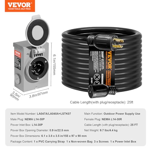 VEVOR 200A Generator Transfer Switch, 48000W Manual Double-Throw, 120/240V, NEMA 3R O290
