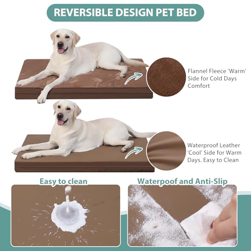 Vonabem Waterproof Dog Bed Large Medium Sized Dogs Outdoor Orthopedic Crate Pad Washable Gray 35"x22" C409