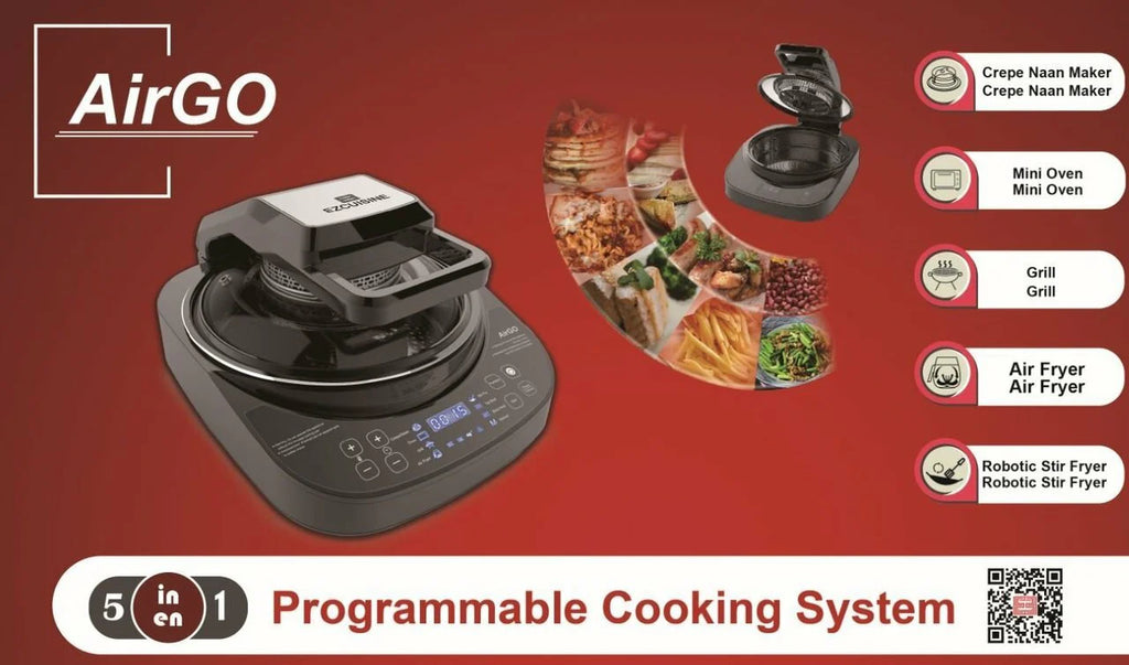 AirGO 5-in-1 Cooking System AP360 Crepe Maker, Air Fryer, Indoor Grill T61944