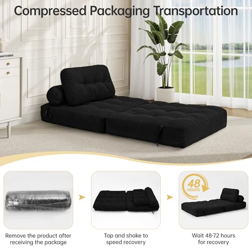 Folding Sofa Bed Convertible Sleeper Chair with Pillow, Grey L546