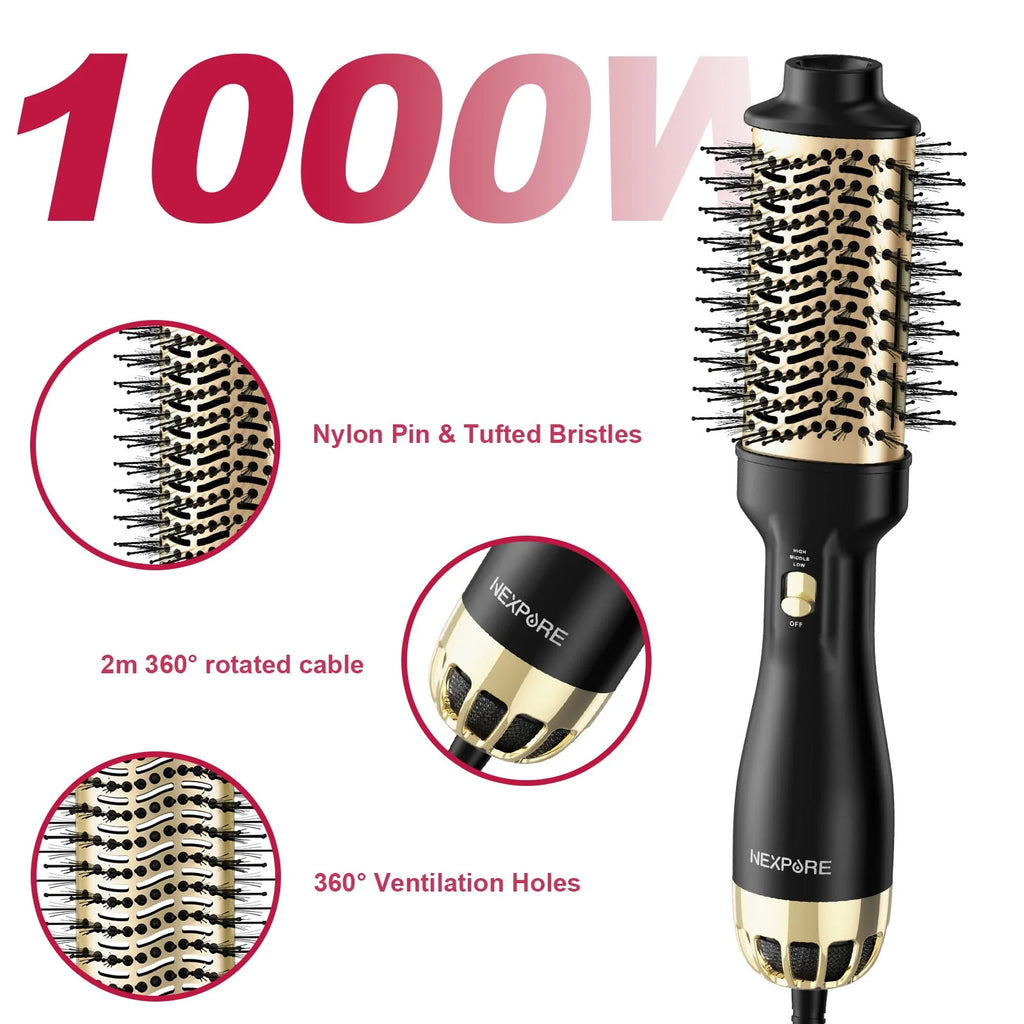 NEXPURE Hair Dryer Brush 4 in 1 with Negative Ion Anti-Frizz Ceramic Titanium Barrel H645139