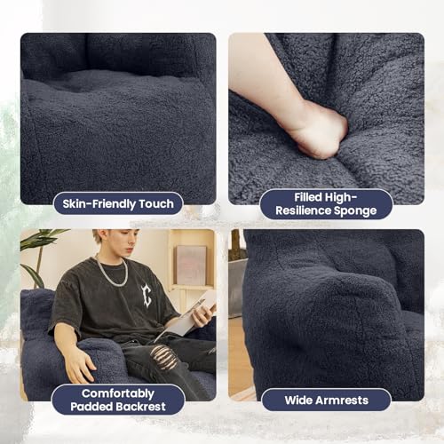 Bean Bag Chair with Filler, Tufted Soft Stuffed, Black B61630