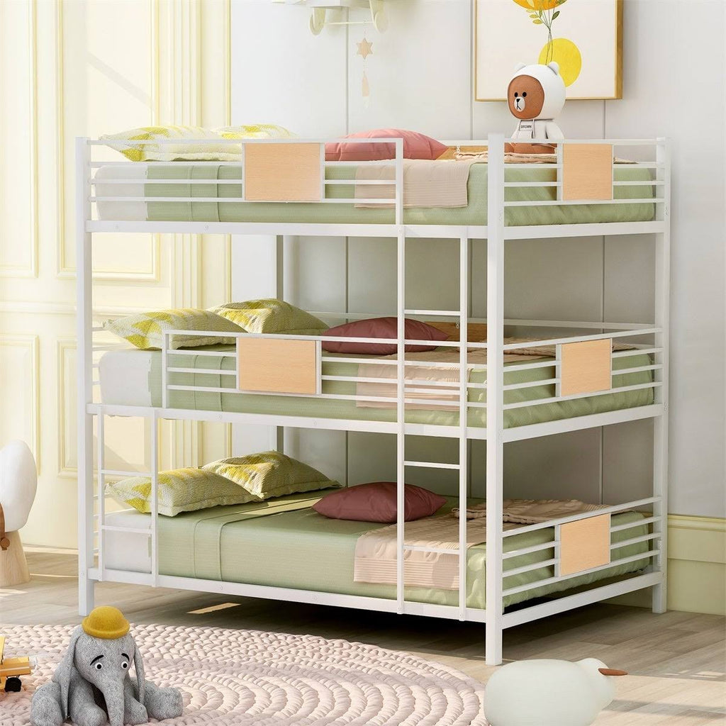Merax Full Over Full Over Full Triple Bed, Divided Into Three SEPARATE Beds - White