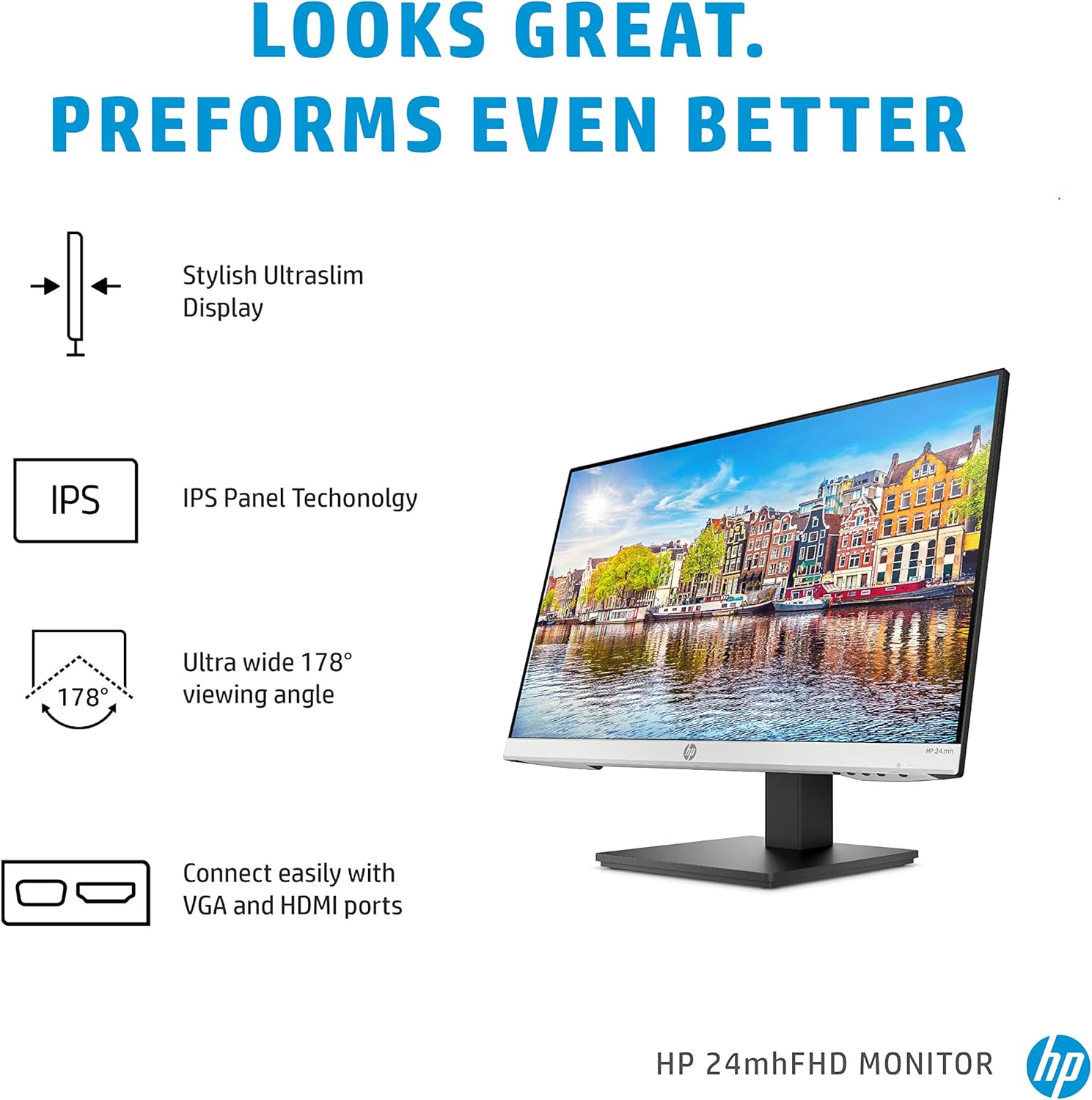 HP 24mh 23.8-inch FHD IPS Monitor with Speakers and VESA Mount R701642