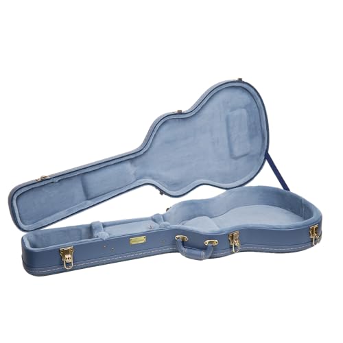 Crossrock Relief Series 335 Guitar Case for ES-335 & Semi-Hollow Electric Guitars, Carved Smoke Blue Finish S516