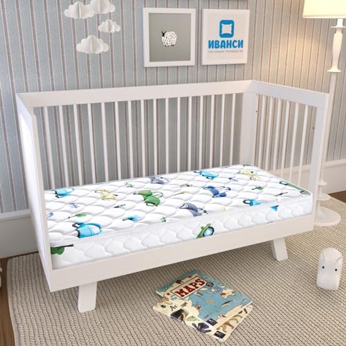 Dual-Sided Crib & Toddler Mattress, 52" x 27.6" x 5", Knitted Fabric A1519