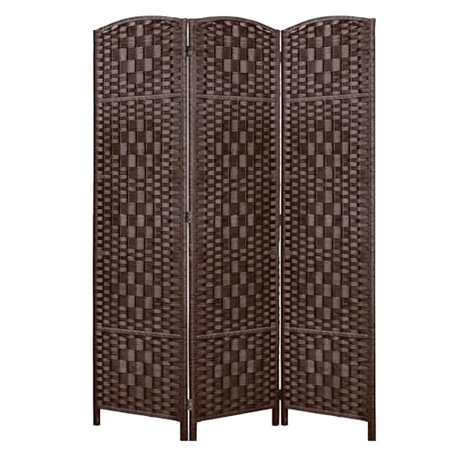 Rose Home Fashion 6 ft Tall Room Divider 4 Panel Folding Privacy Screen, Dark Coffee C8634
