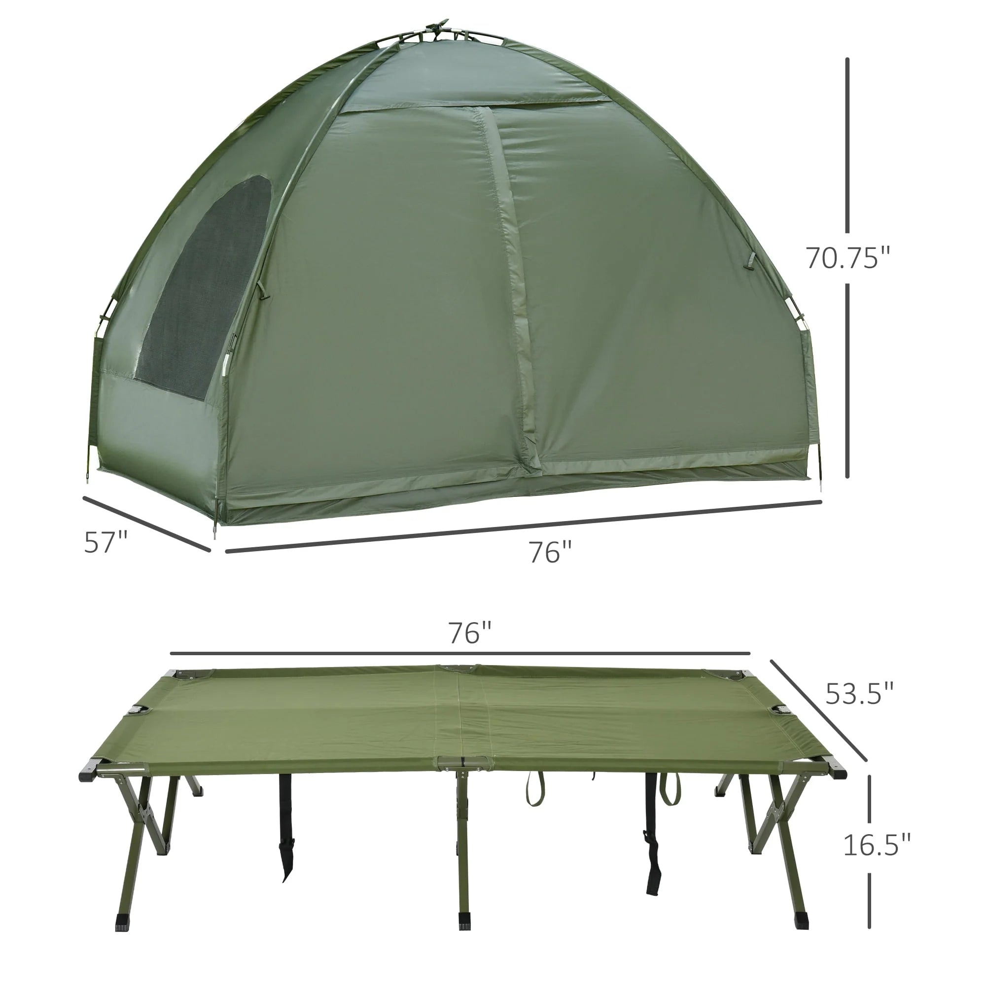 Outsunny 2 Person Foldable Camping Cot with Tent and Air Mattress X49896