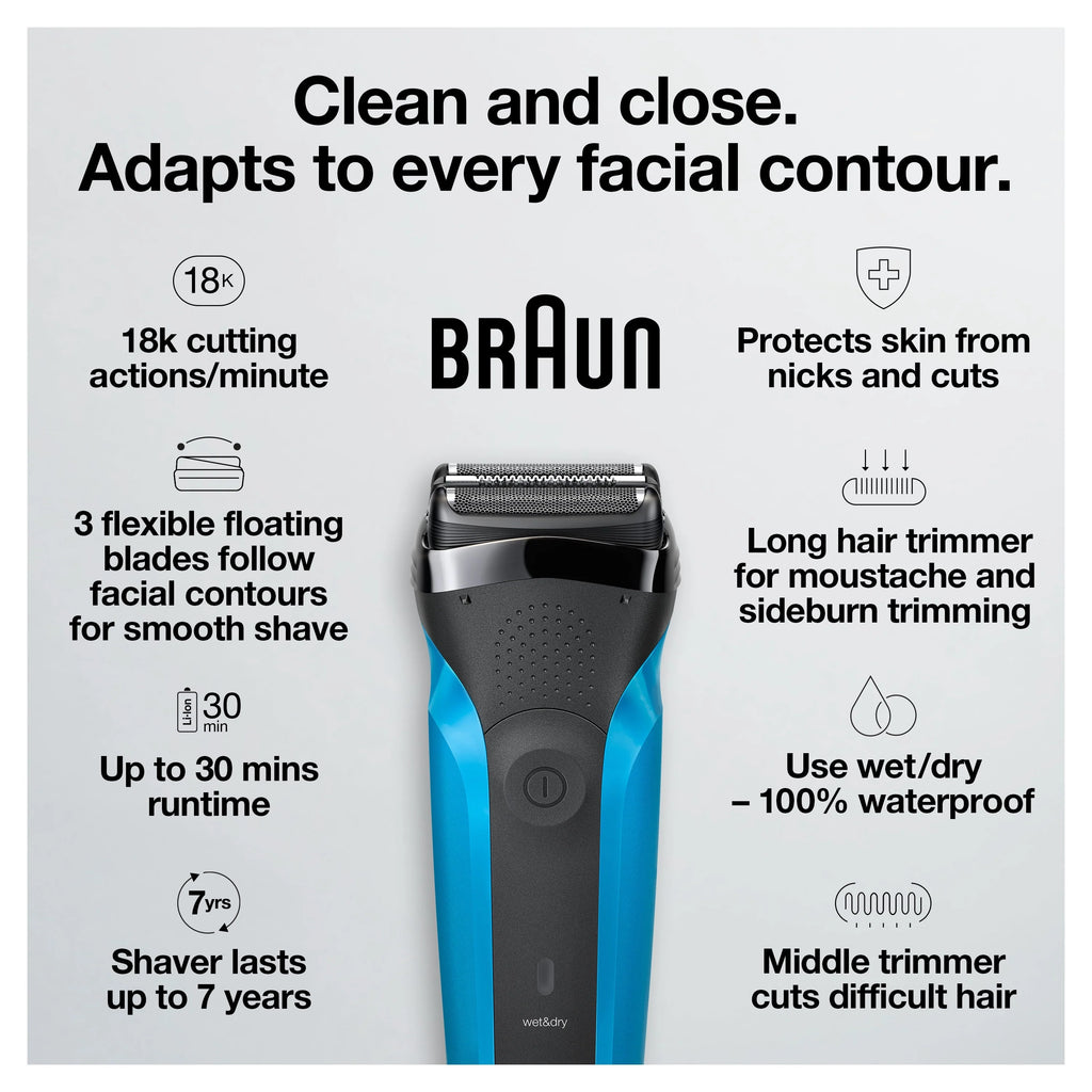 Braun Series 3 310s Rechargeable Wet Dry Electric Shaver A3375