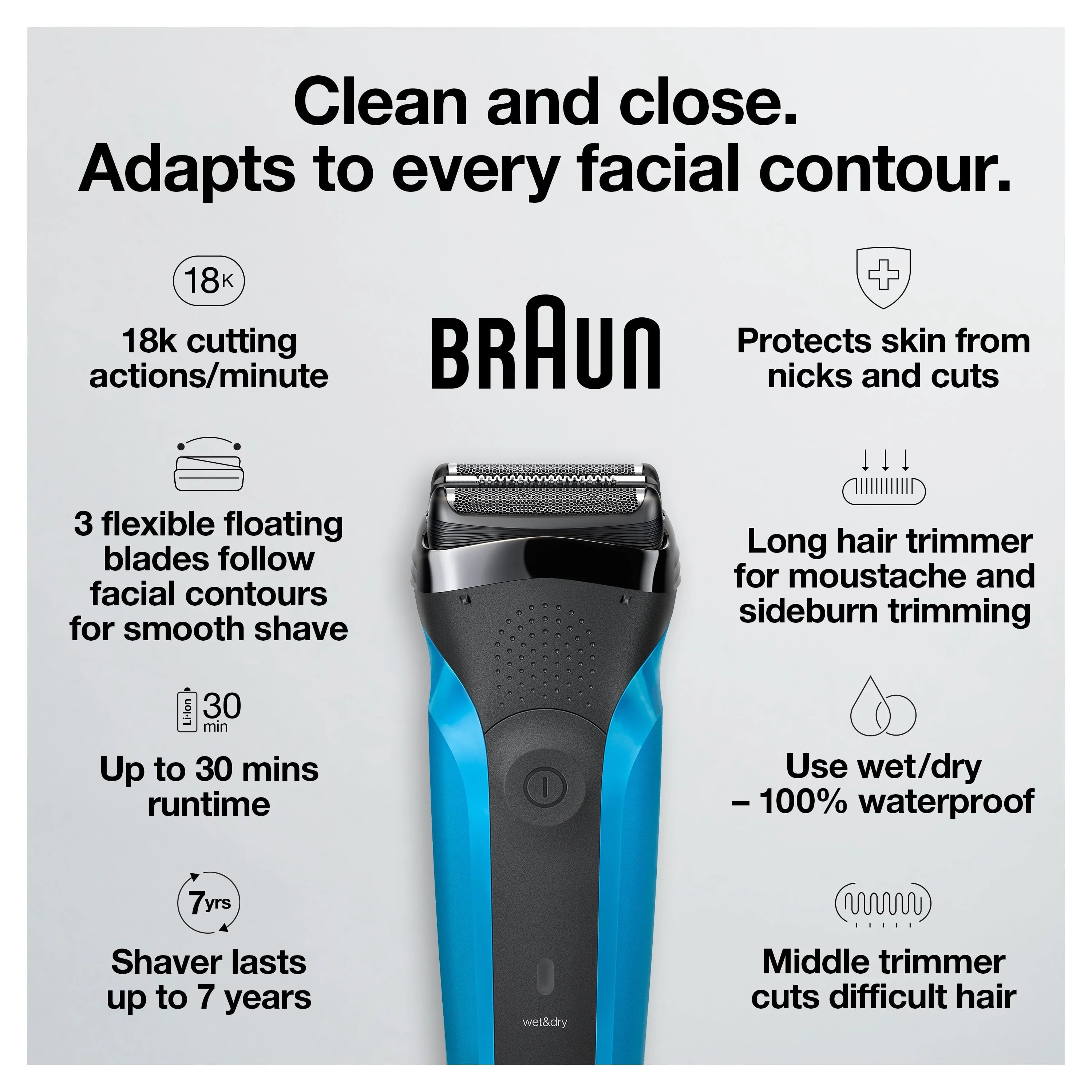 Braun Series 3 310s Rechargeable Wet Dry Electric Shaver A3375