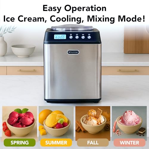 Whynter Ice Cream Maker 2.1 Qt Automatic with Built-In Compressor, Stainless Steel J810