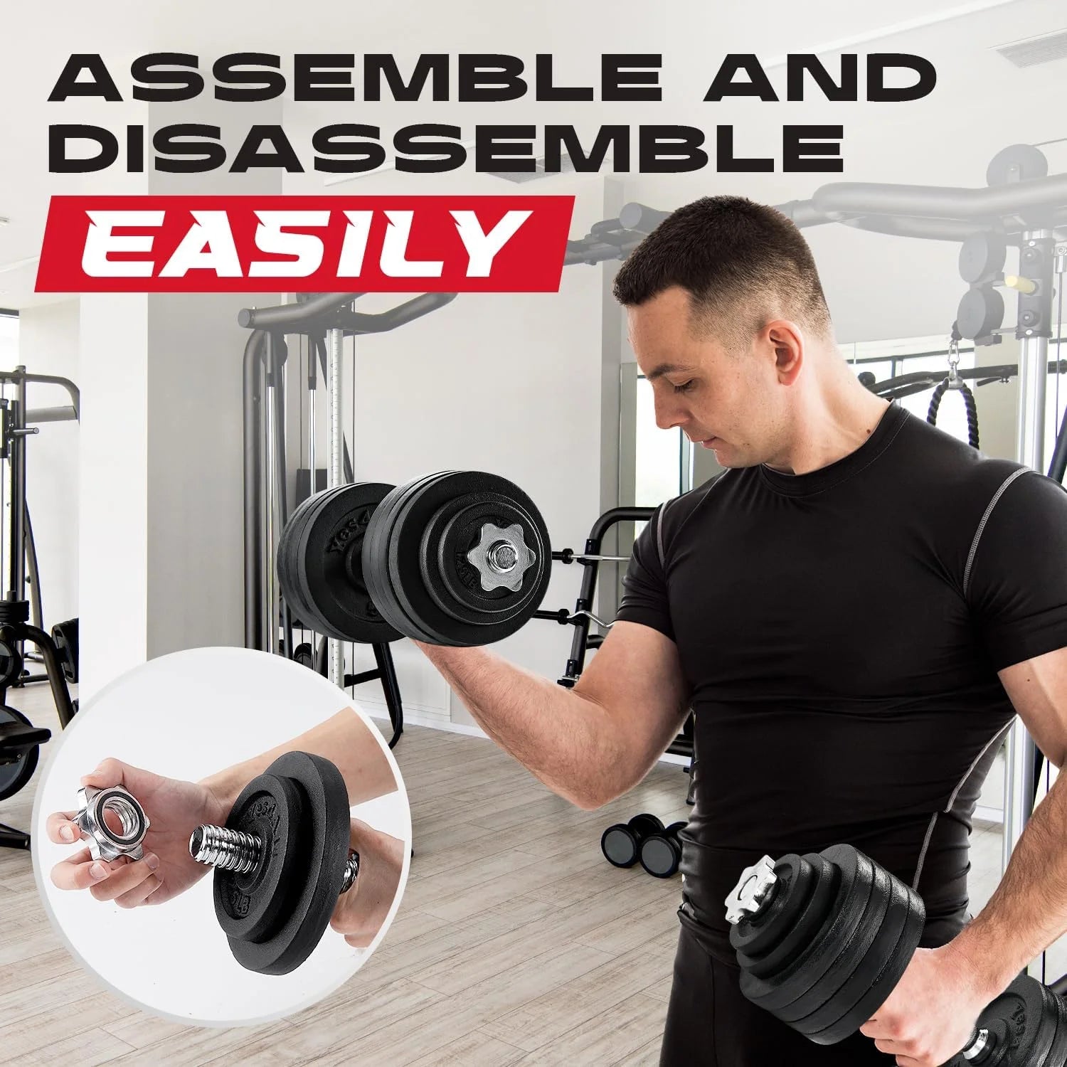 Yes4All 200 lbs Adjustable Dumbbell Set, Cast Iron Pair D6439