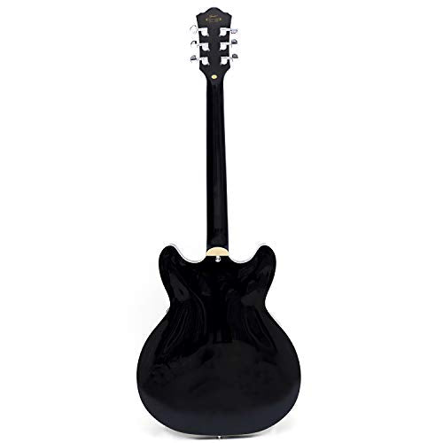 GROTE Jazz Electric Guitar Semi-Hollow Body with Gig Bag, Black Y60488