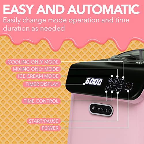 Whynter Ice Cream Maker 2.1 Qt Automatic with Built-In Compressor, Stainless Steel J810