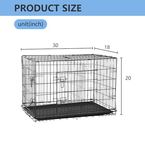 FDW Dog Crate for Large Dogs 48 Inch Folding Metal Wire Cage Double Door N1299
