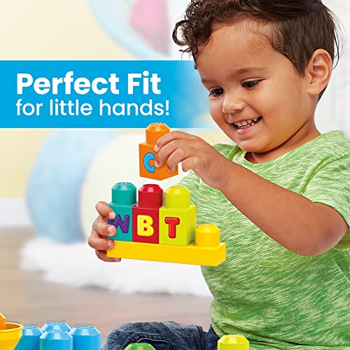 MEGA BLOKS First Builders Toddler Blocks Toy Set, 150 Pieces with Storage, Blue, Ages 1+ Y5233