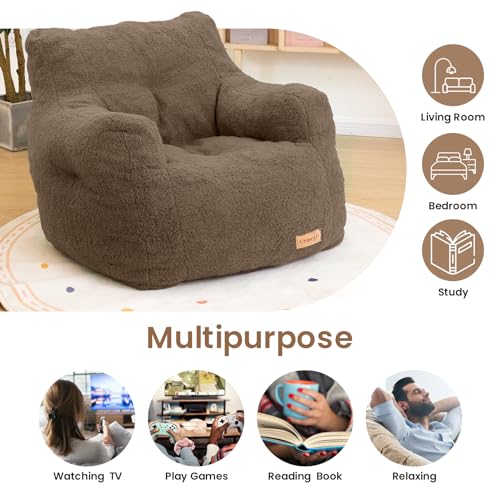 Bean Bag Chair with Filler, Tufted Soft Stuffed, Black B61630