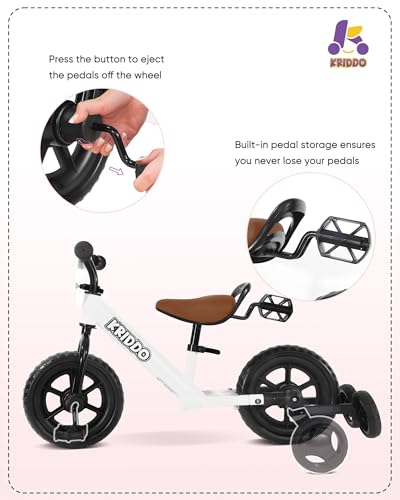 KRIDDO 2-in-1 Kids Tricycle and Toddler Balance Bike, Black U656
