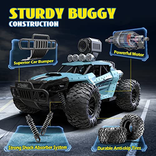DEERC DE65 Remote Control Car with 1080P HD Camera, 1:16 Scale RC Monster Truck P9812