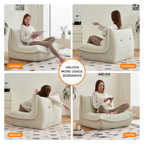 Giant Bean Bag Chair Sofa with Memory Foam for Adults and Kids, Caramel X927258
