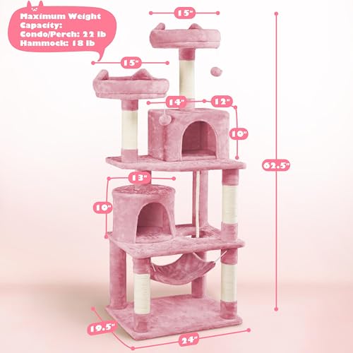Yaheetech 62.5in Cat Tree with Platform & Hammock, Dark Gray L747397