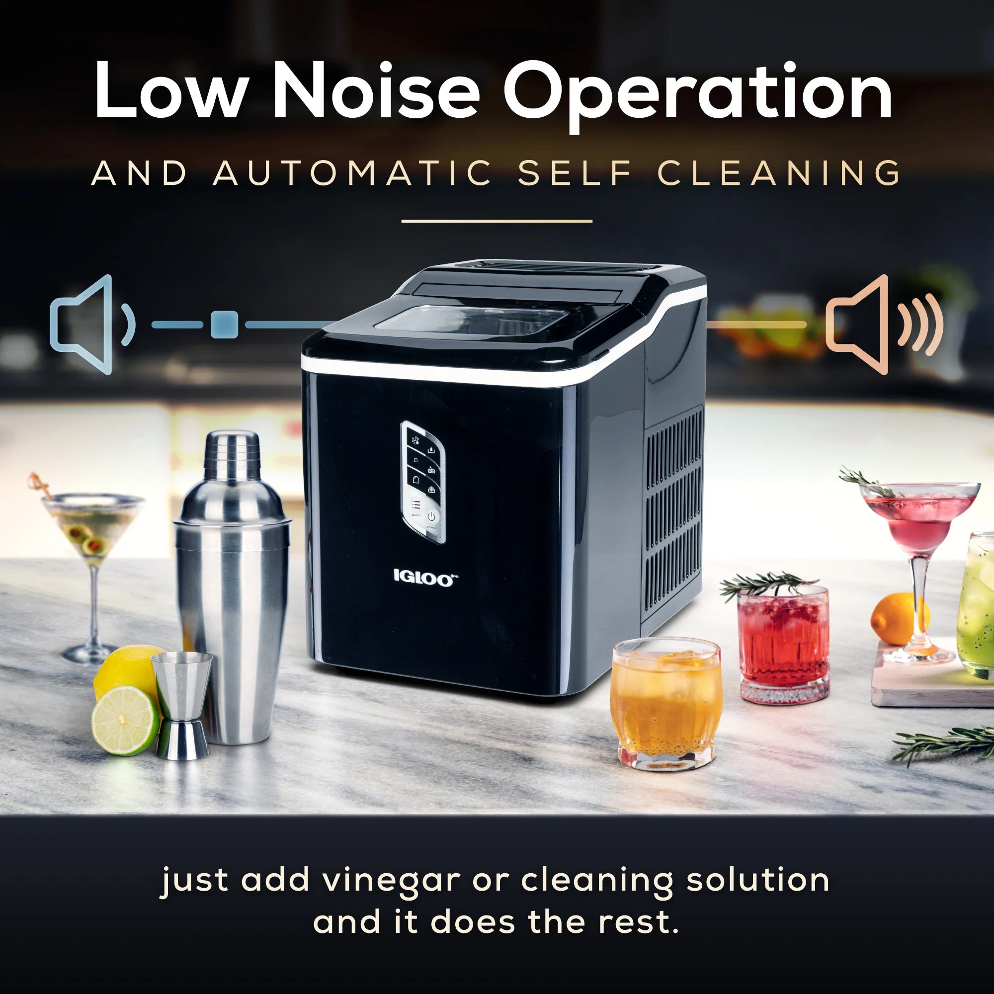 Igloo Automatic Self-Cleaning 26-Pound Ice Maker, Black D6800