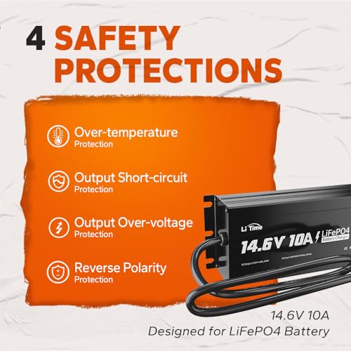 LiTime IP67 Waterproof 14.6V 10A LiFePO4 Onboard Charger X89030