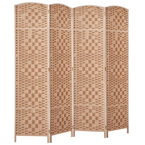 Rose Home Fashion 6 ft Tall Room Divider 4 Panel Folding Privacy Screen, Dark Coffee C8634