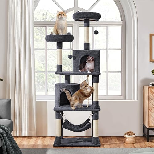 Yaheetech 62.5in Cat Tree with Platform & Hammock, Dark Gray L747397