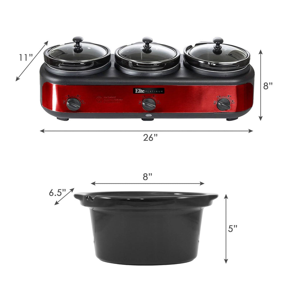 Elite Platinum Triple Slow Cooker Buffet, Red I958445