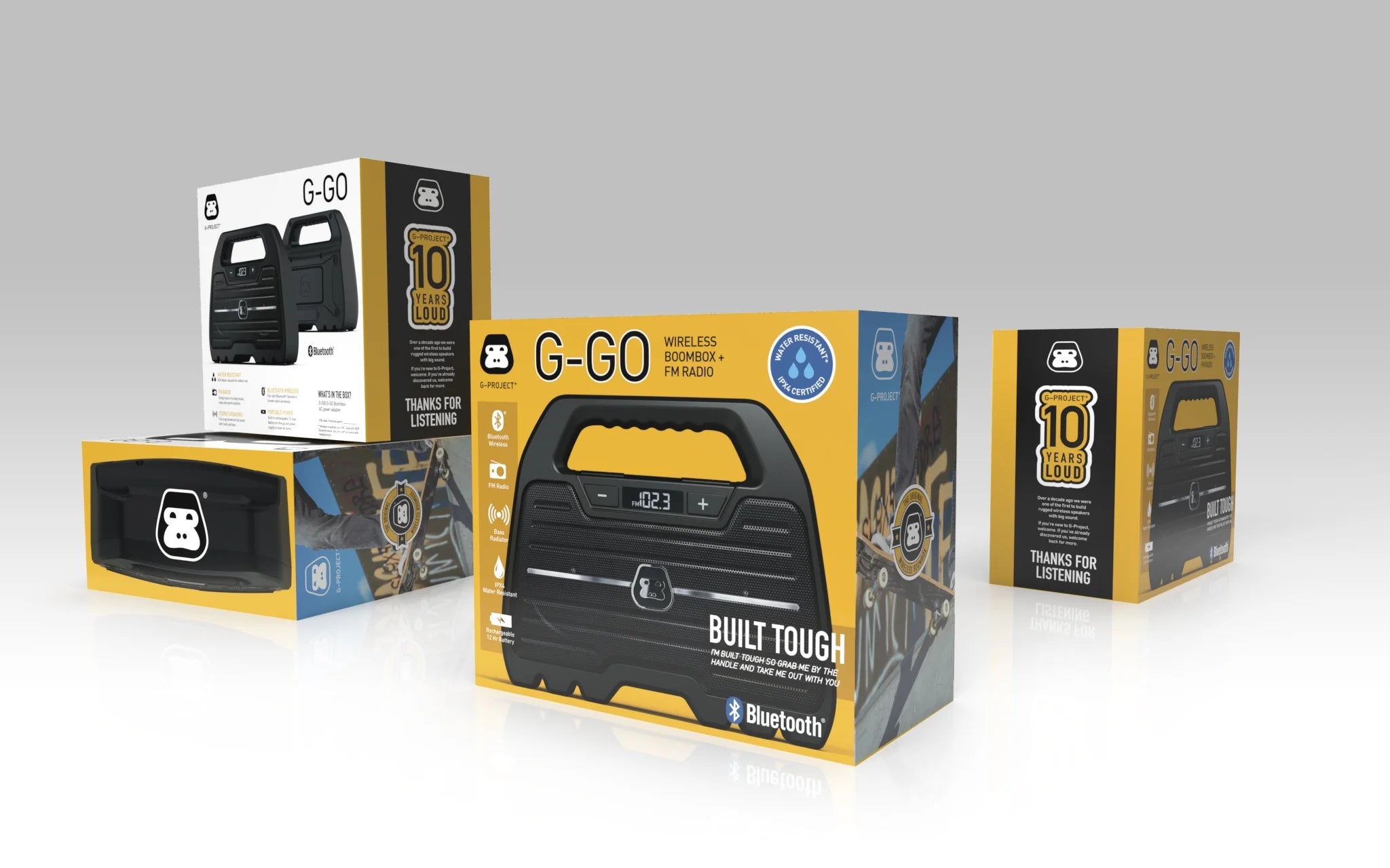 G-Project G-GO Rugged Water Resistant Portable Bluetooth Boombox Speaker with FM Radio X468