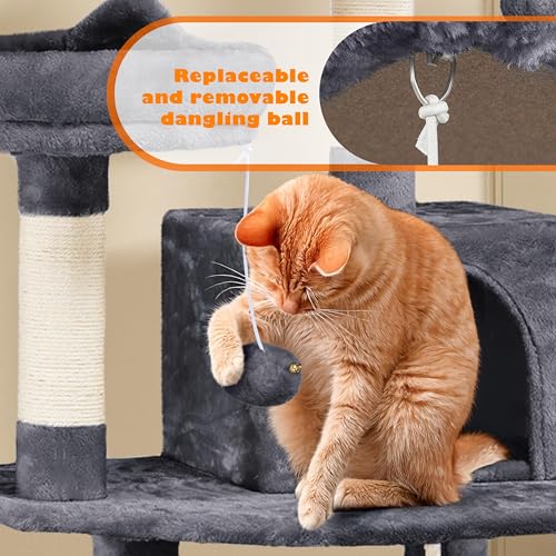 Yaheetech 62.5in Cat Tree with Platform & Hammock, Dark Gray L747397
