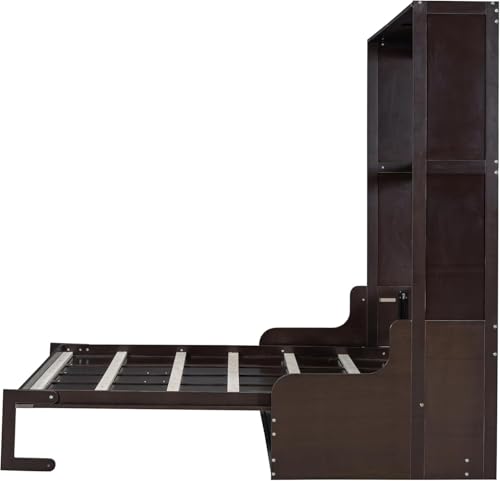 MERITLINE Queen Murphy Bed with Couch and Storage Shelves, White M951