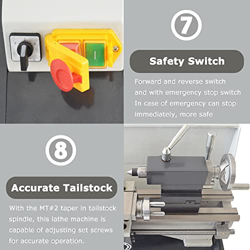 INTBUYING 8"x24" Benchtop Metal Lathe 1100W Brushless Motor Precision Mini Lathe Machine O45773