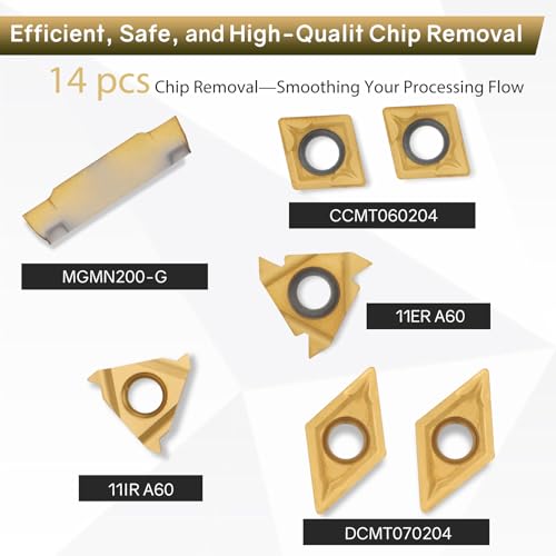 Indexable Lathe Turning Tool 21Pcs Kit 3/8'' 10mm Shank with Carbide Inserts Z5376