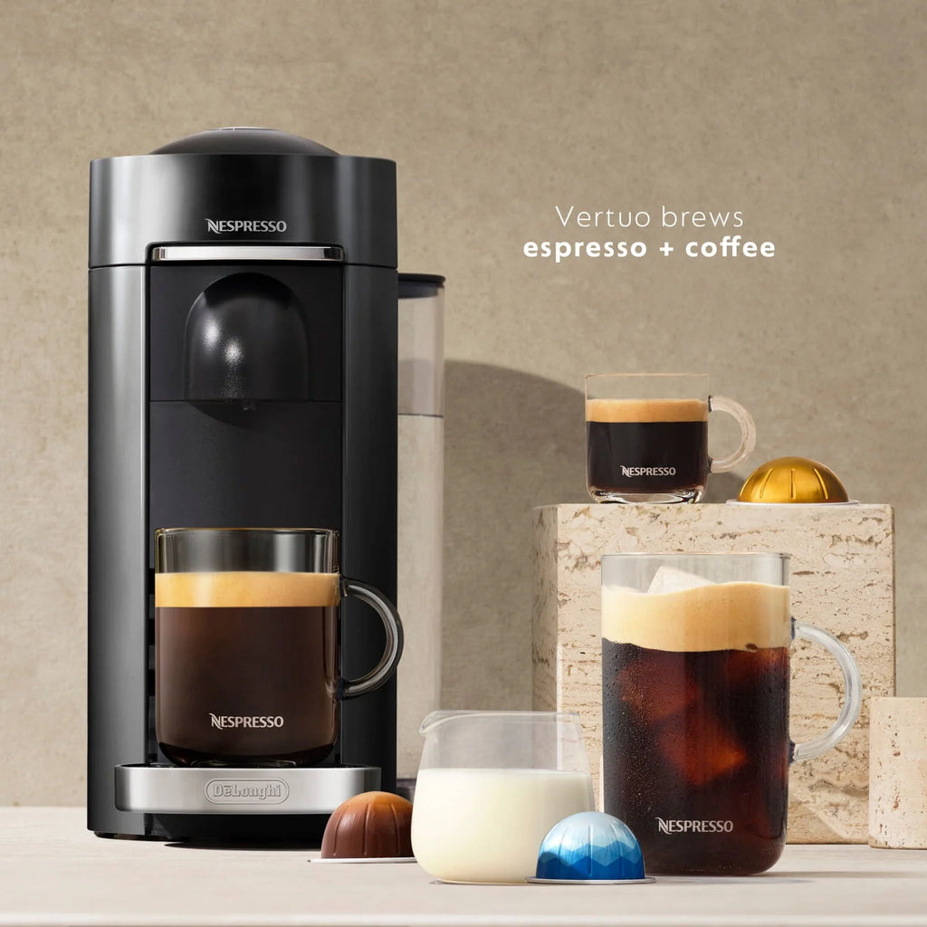 Nespresso Vertuo Plus Coffee and Espresso Machine by De'Longhi with Aeroccino, Black Matte Q254